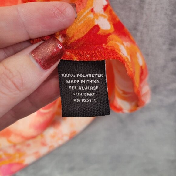 Zac&Rachel‎ Womens Tunic Top S Orange Floral Print 3/4 Sleeve Resortwear Layered - Picture 9 of 11